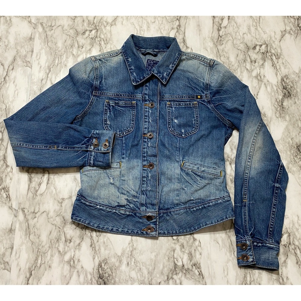 Lucky Brand Jeans Dungarees‎ Denim Jacket Women's Distressed Wash Size S